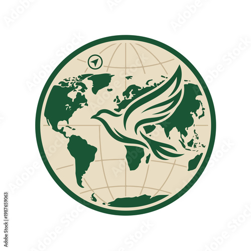 Green Dove on World Map.