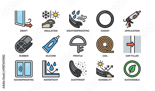 Home sealing concepts: draft prevention, insulation, gasket, silicone, soundproofing