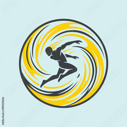 Man Running in Yellow Circle.
