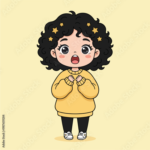 Little Girl with Curly Hair.