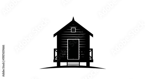 Minimalist Beach Hut Vector Silhouette Illustration