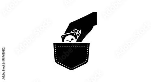 Pickpocket Hand Stealing a Wallet from Pocket Silhouette Art