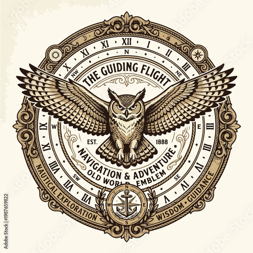 Owl Navigation Adventure Emblem.