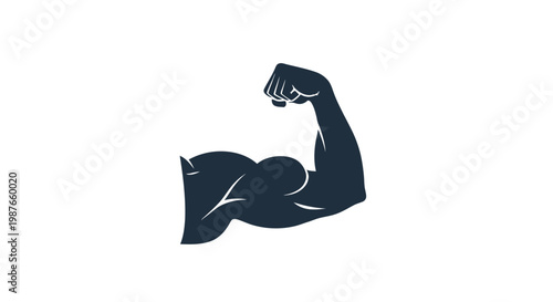 Strong Muscular Arm Bicep Flex Silhouette Vector Illustration