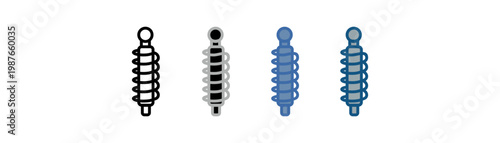 
Steel spring icon set multiple style collection with steel spring shock design