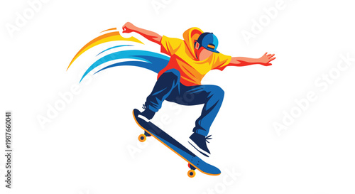 Skateboarder, skateboarding icon, action sports, extreme, vector graphic
