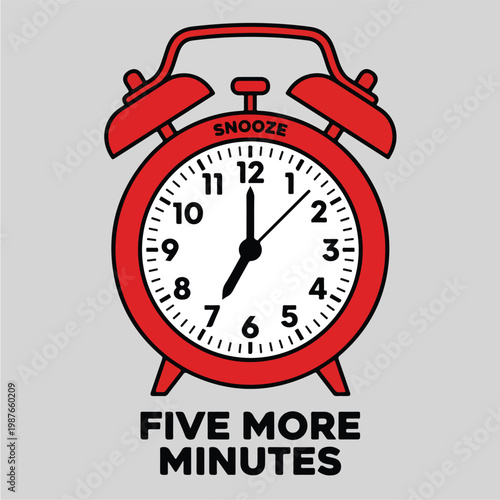 Red Snooze Alarm Clock Illustration.