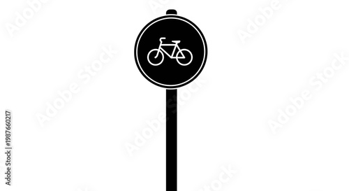 Black and White Bicycle Road Sign Vector Illustration