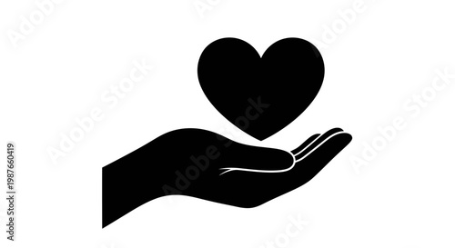 Hand Holding Heart Icon for Charity and Healthcare Concept