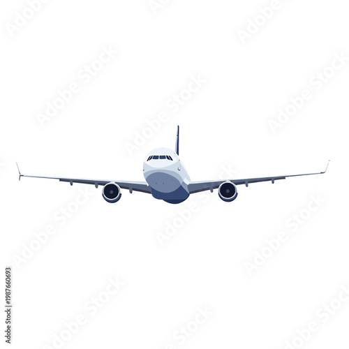 Front View Vector Illustration of a Commercial Passenger Airplane