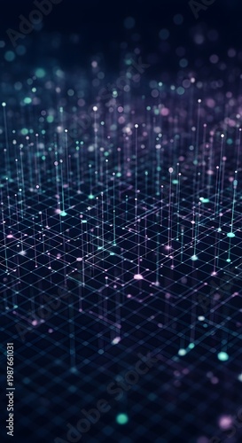 Futuristic Data Network Visualization with Glowing Points