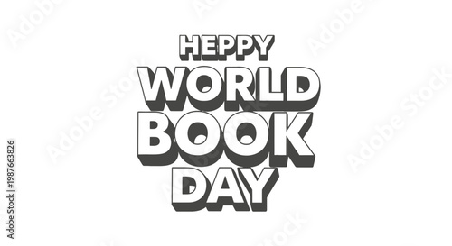 3D Heppy World Book Day Typography Vector Design