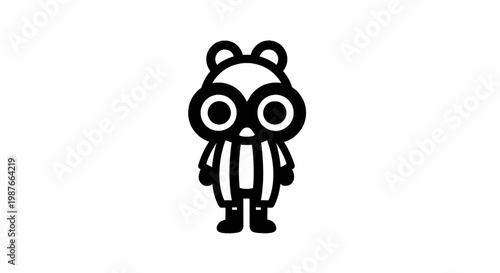 Minimalist Cute Cartoon Animal Character Vector Illustration