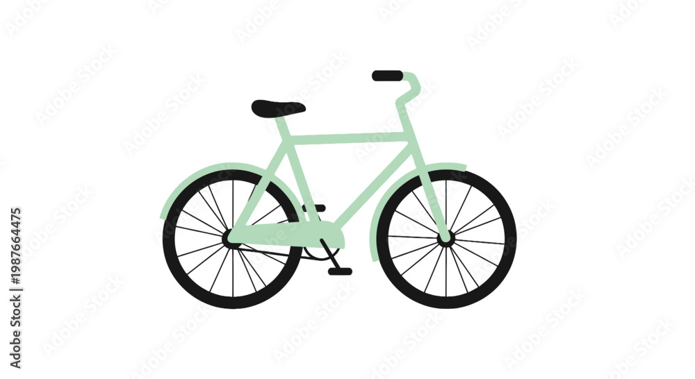 Fototapeta premium Mint Green Vintage City Bicycle Vector Illustration