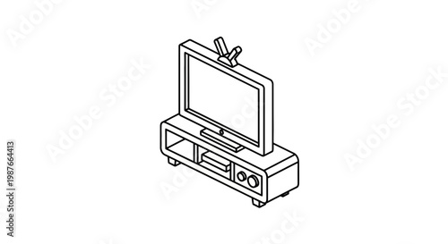 Isometric Vector Illustration of Television on Media Stand