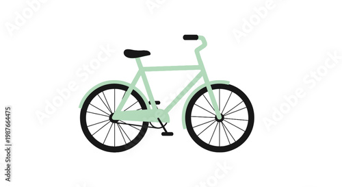 Mint Green Vintage City Bicycle Vector Illustration