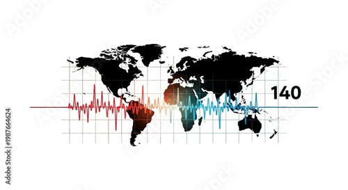 Global Health Pulse World Map Vector Graphic