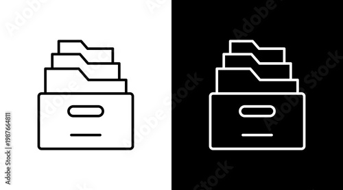 File Archive Outline White Icon Set Design