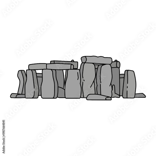 Hand drawn vector illustration of Stonehenge monument in England