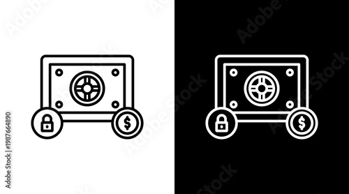 Secure Vault Outline White Icon Set Design