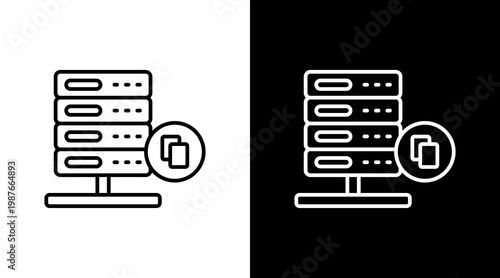 Backup Server Outline White Icon Set Design