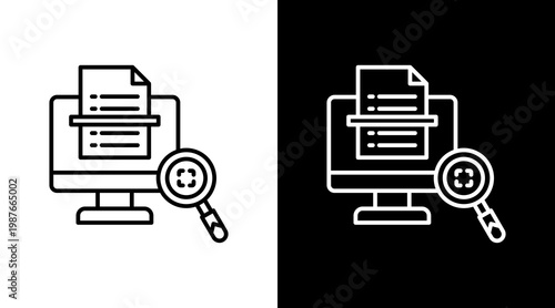Document Scan Outline White Icon Set Design