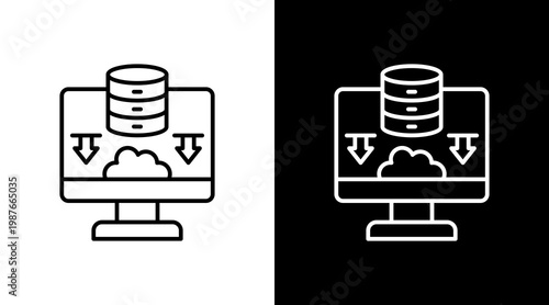 Record Backup Outline White Icon Set Design