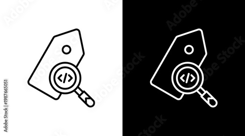 Metadata Tag Outline White Icon Set Design