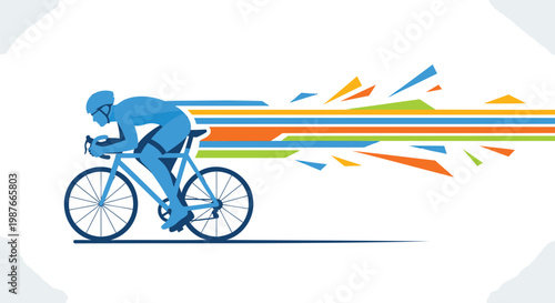 Cycling, bicycle speed, motion graphics, vector icon, athlete racing