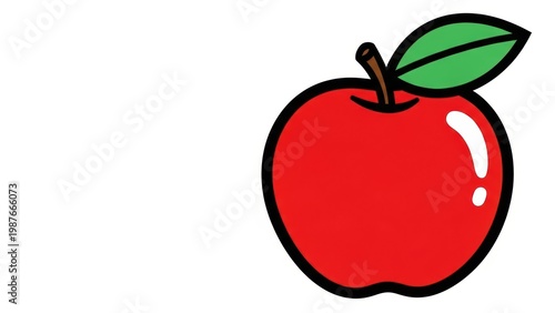 Red apple cartoon icon on a white background.