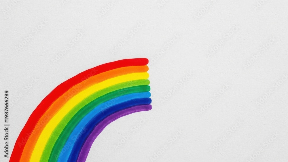 Fototapeta premium Simple drawing of a rainbow on a white background.