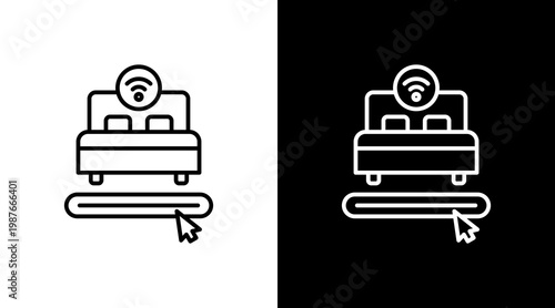 Online Reservation Outline White Icon Set Design