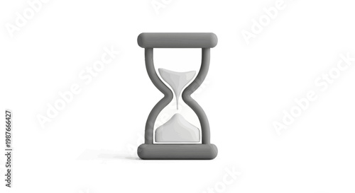 Gray 3D Hourglass Illustration on White Background