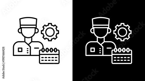 Staff Schedule Outline White Icon Set Design