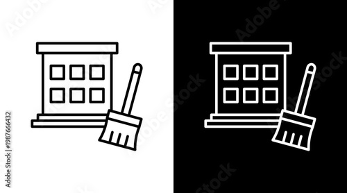 Housekeeping Outline White Icon Set Design