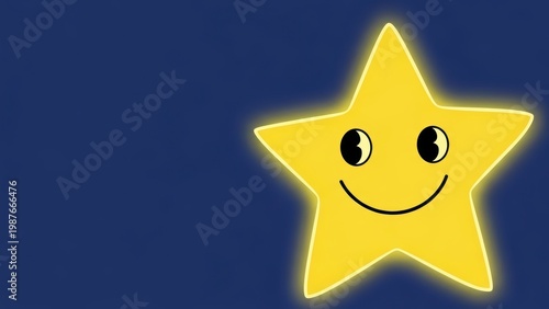 Glowing cartoon star with a happy face.