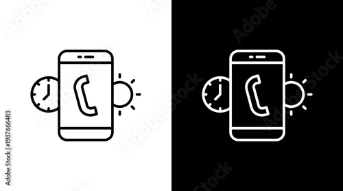 Wake Up Call Outline White Icon Set Design