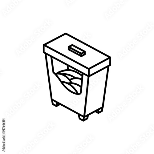 Isometric paper shredder line icon for office security