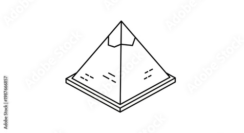 Isometric Line Art Illustration of an Egyptian Pyramid Landmark