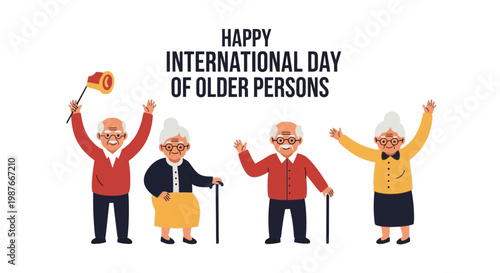 Happy International Day of Older Persons Vector Banner