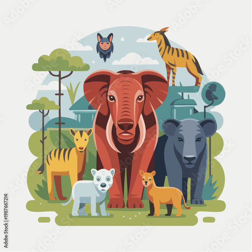 Cartoon lion head on african continent map illustration