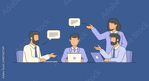 Business people discussing at meeting.