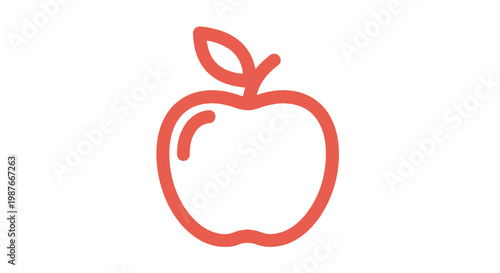 Red Apple Outline Icon Minimalist Vector Illustration