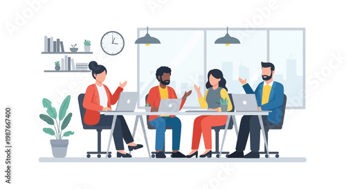 People sitting at office table.