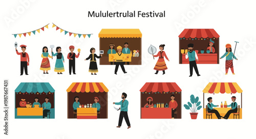 Mululertrulal Cultural Festival Illustration with Market Stalls