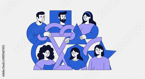 People Holding Large Letters Together.