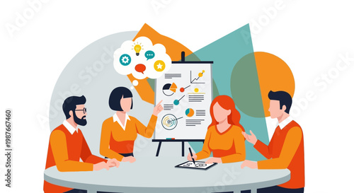 Business people in meeting discussion.