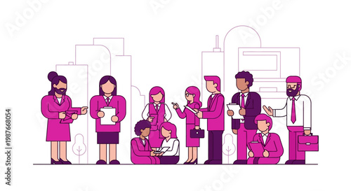 Business people in office line.