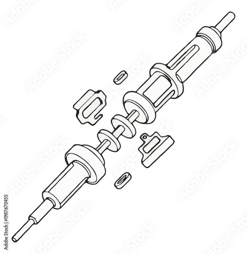 Soldering iron exploded view linear vector icon. Generative AI