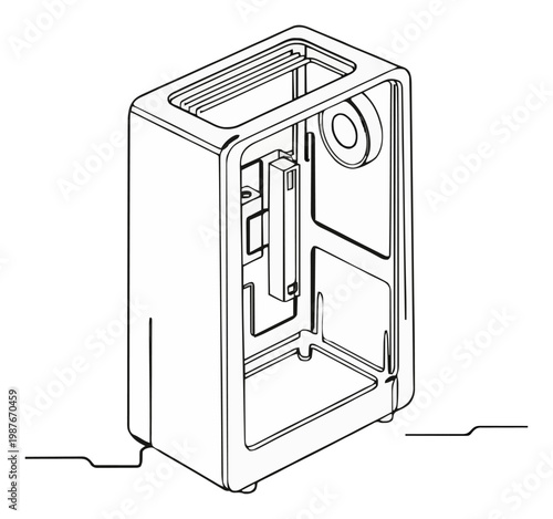 Dehumidifier appliance line art exploded view. Generative AI